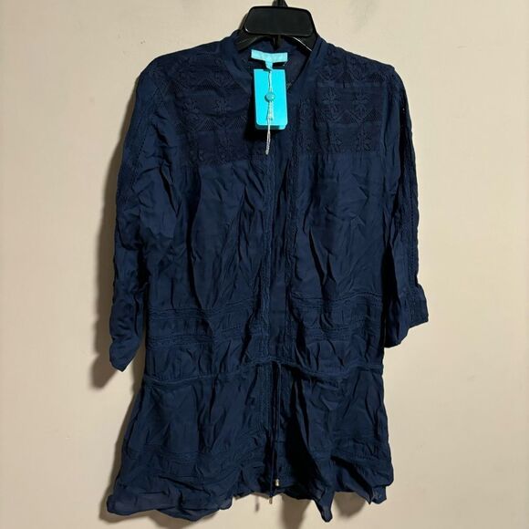 NWT MELISSA ODABASH Nicole Cover-Up Swim Beach Dress Navy Crochet Size Small - Picture 4 of 12